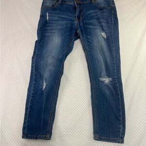 Encore Jeans‎ Women's 15 Blue Mid-Rise Pants/ Capris Distressed